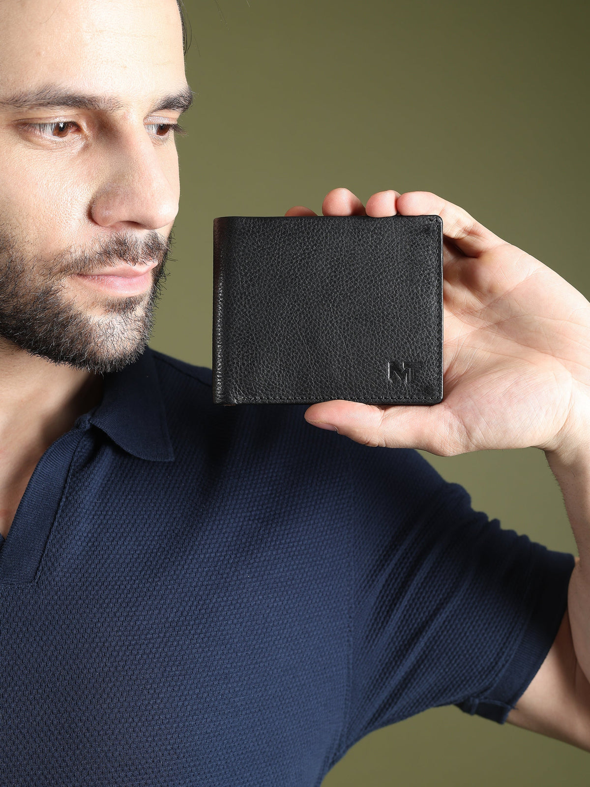 Black Minimal Contrast Wallet by Classy Leather Bags