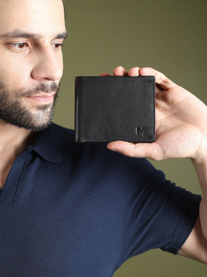Black Minimal Contrast Wallet by Classy Leather Bags