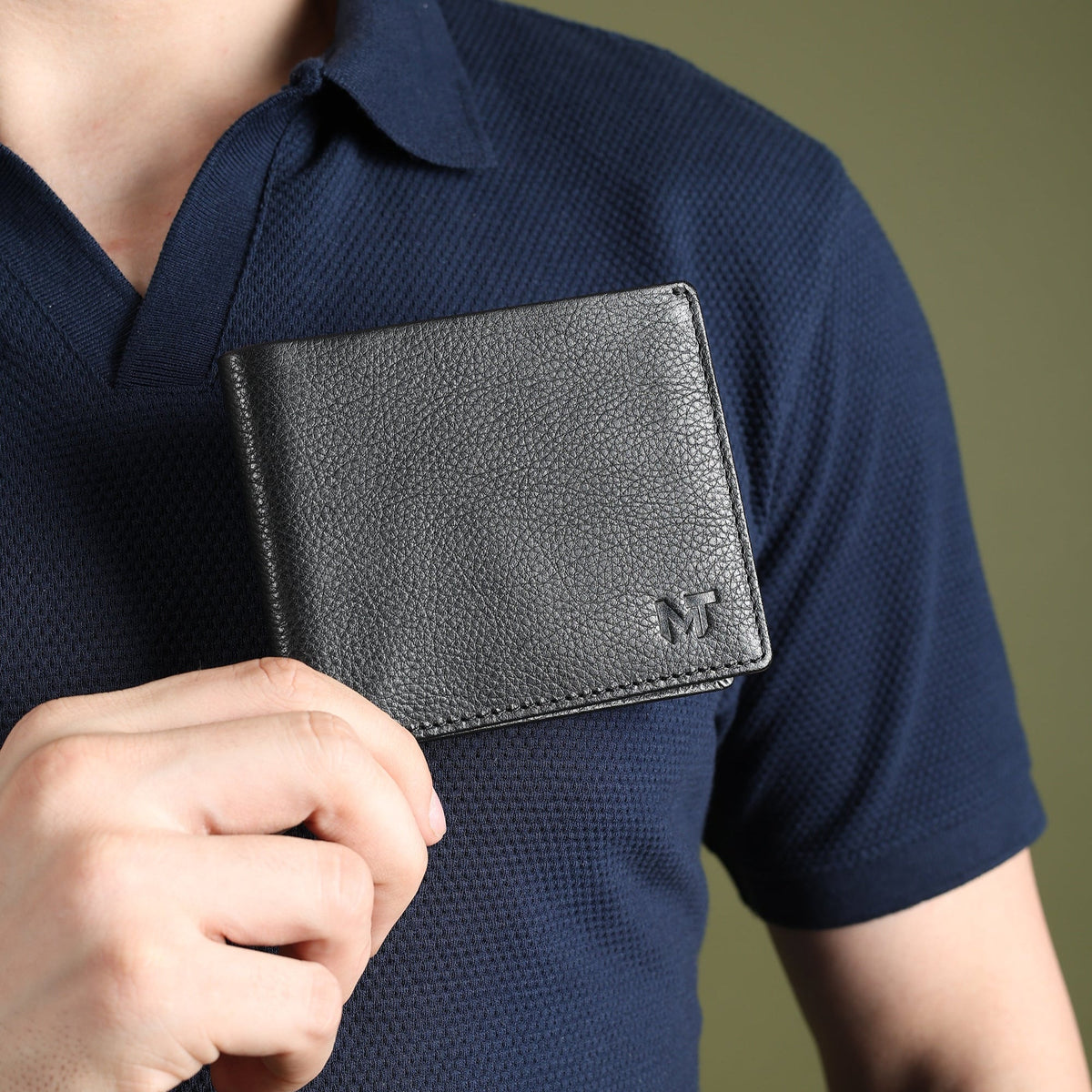 Black Minimal Contrast Wallet by Classy Leather Bags