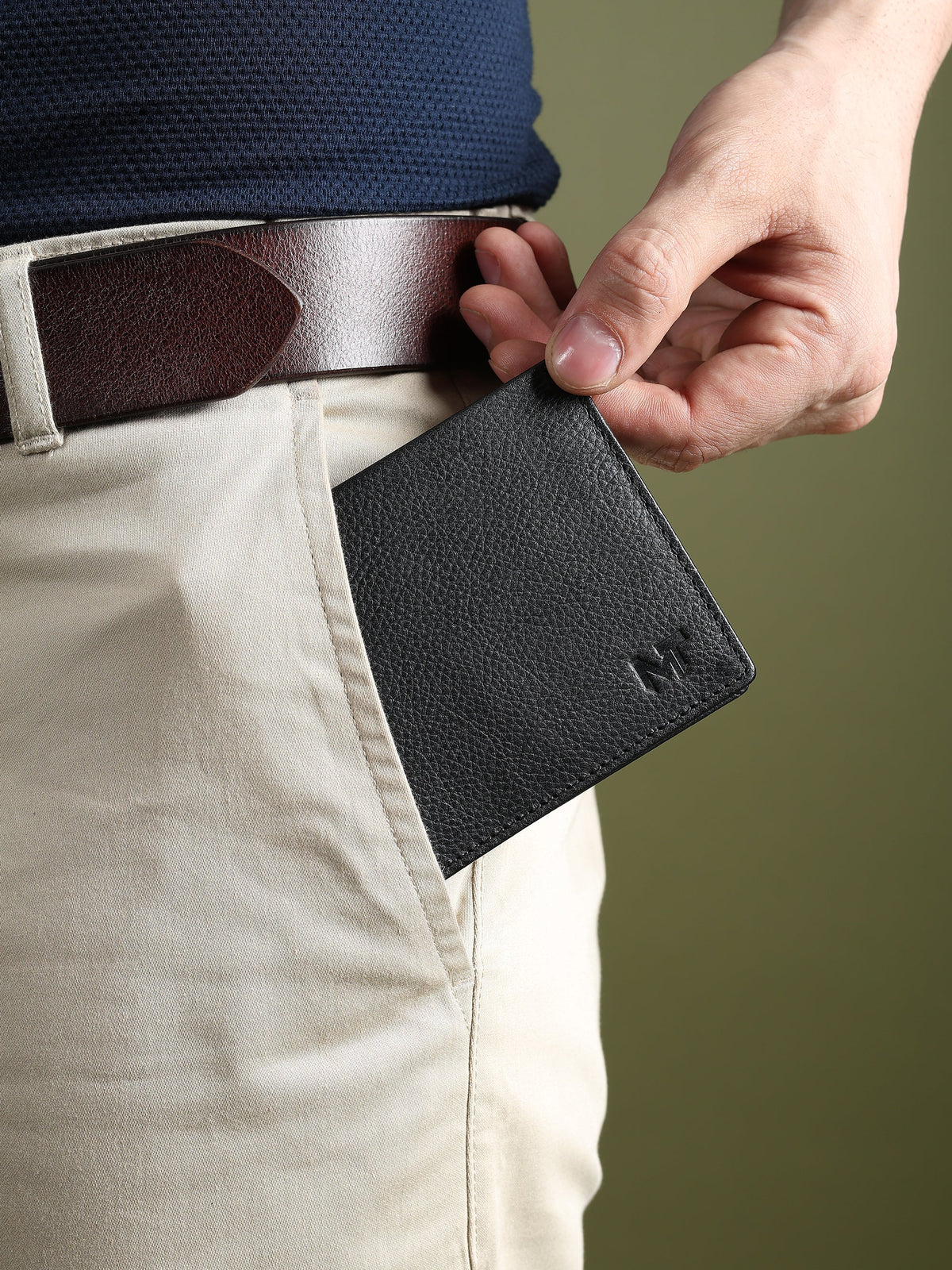 Black Minimal Contrast Wallet by Classy Leather Bags