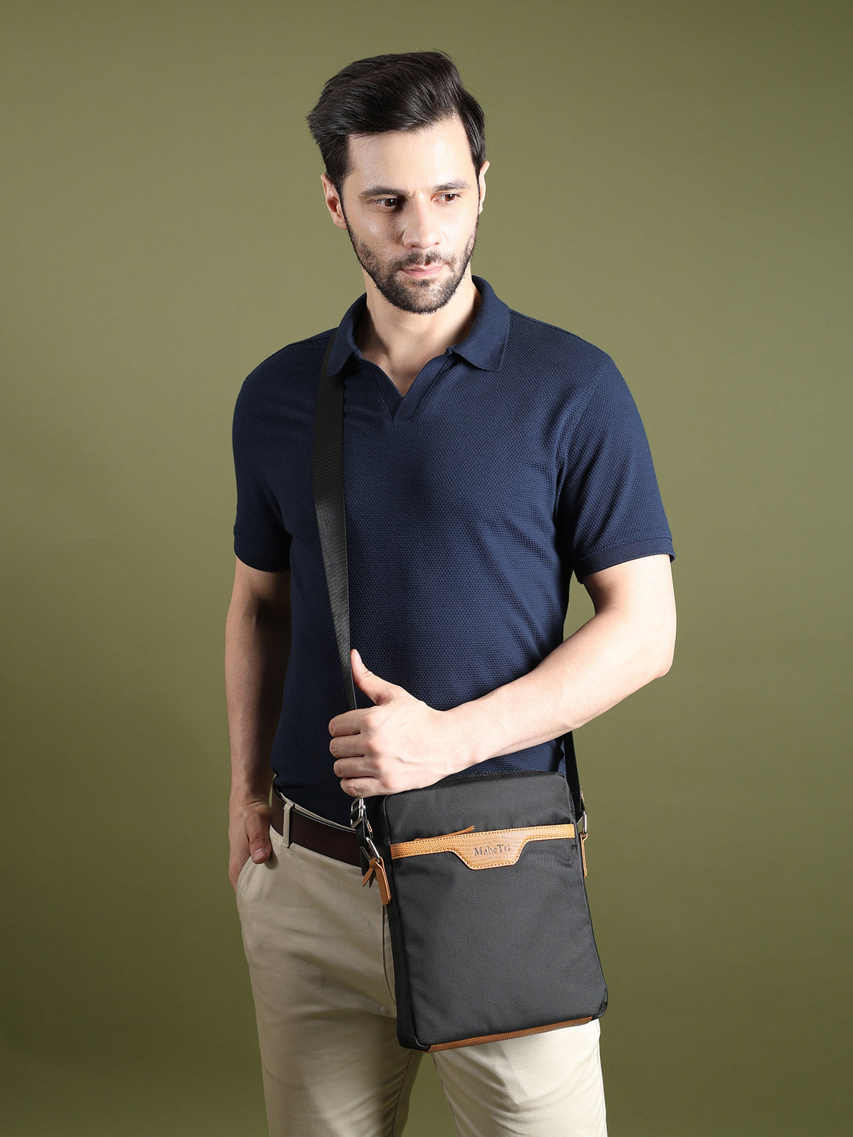 Mark Canvas Side Messenger Bag by Classy Leather Bags