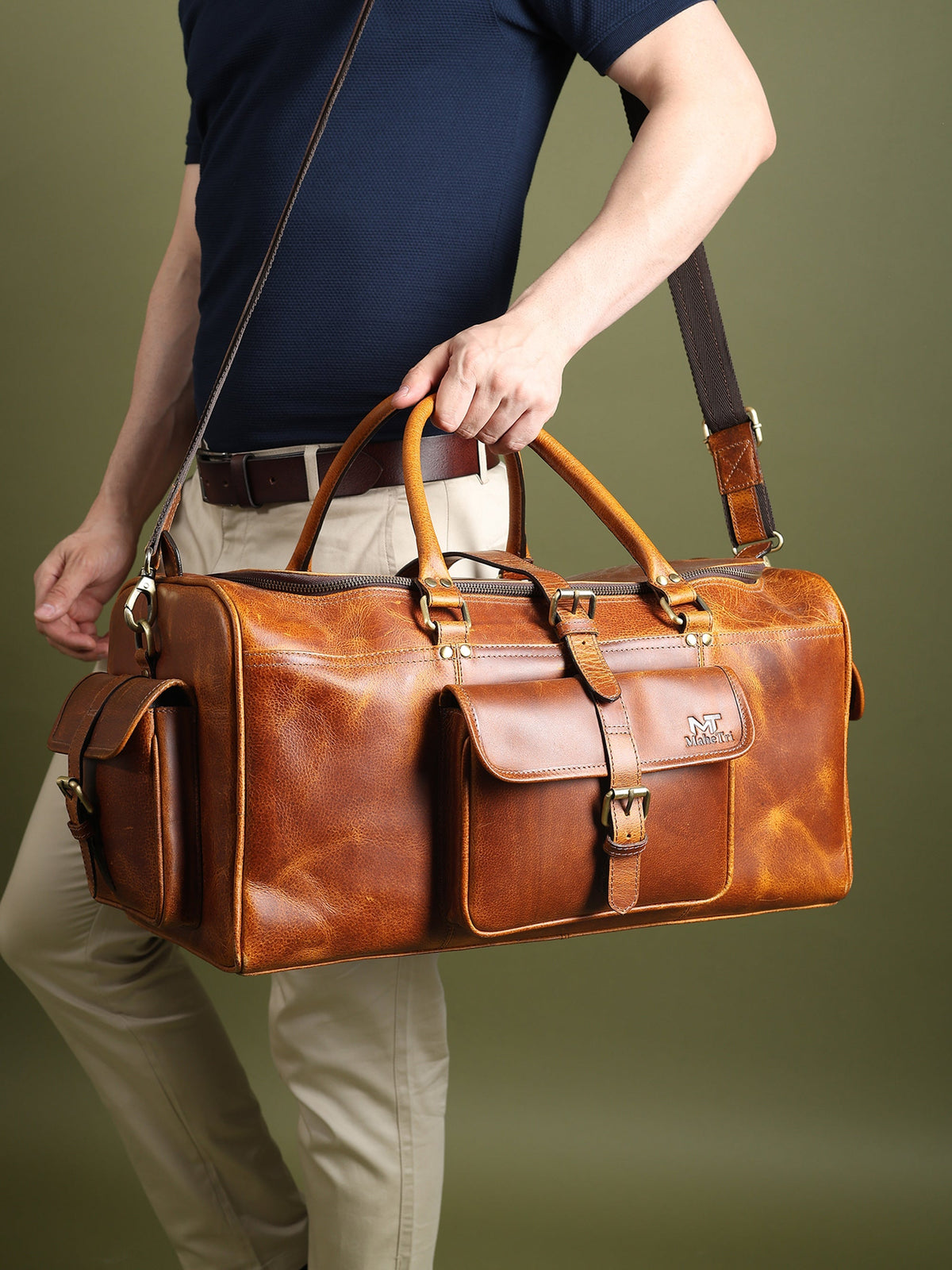 Berlin Leather Weekender Duffle Bag by Classy Leather Bags