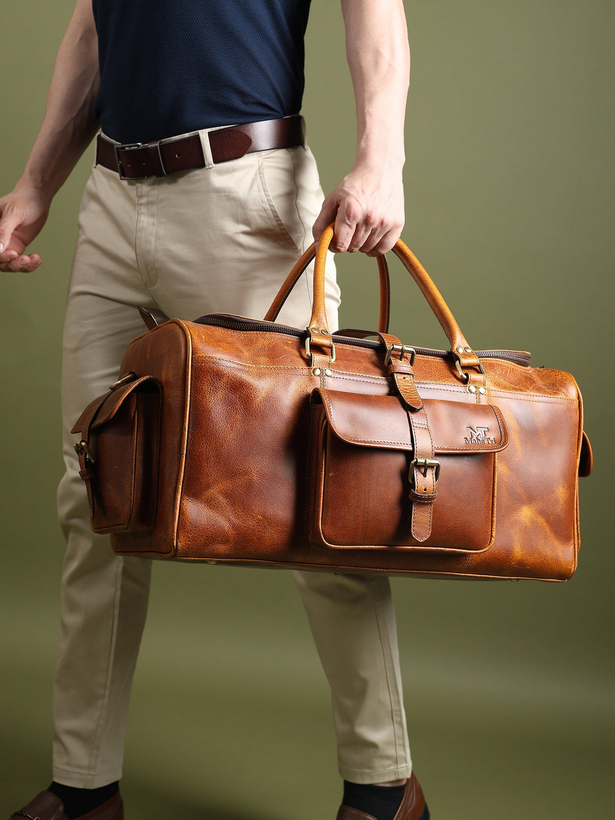 Berlin Leather Weekender Duffle Bag by Classy Leather Bags