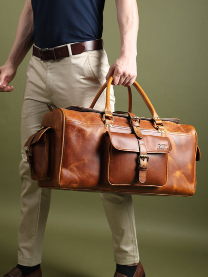 Berlin Leather Weekender Duffle Bag by Classy Leather Bags