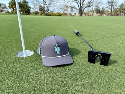 Youth Astronaut Walker Golf Hat | Snapback Cap | Built-in Magnetic Ball Marker Holder + Marker Included | Adjustable Gray | Kids by Logie Joe's Golf