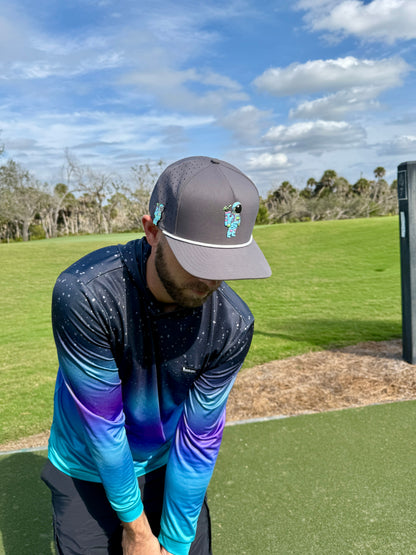 Youth Astronaut Walker Golf Hat | Snapback Cap | Built-in Magnetic Ball Marker Holder + Marker Included | Adjustable Gray | Kids by Logie Joe's Golf