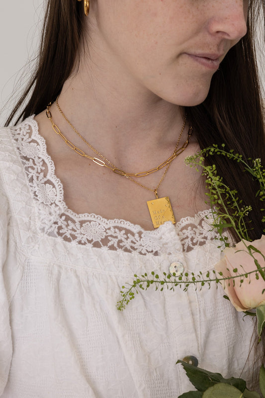 Rose & Clay "Made of Magic" 1-inch engraved pendant necklace, gold or silver