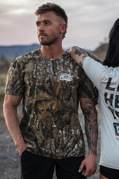 Lift Heavy. Trust God. - Realtree Premium Camo Tee by Tango Charlie Apparel