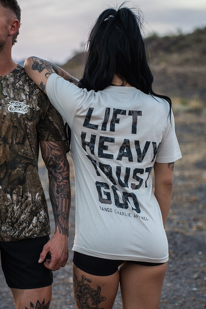 Lift Heavy. Trust God. - Tee by Tango Charlie Apparel