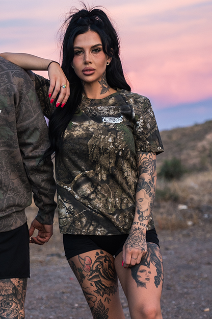 Lift Heavy. Trust God. - Realtree Premium Camo Tee by Tango Charlie Apparel