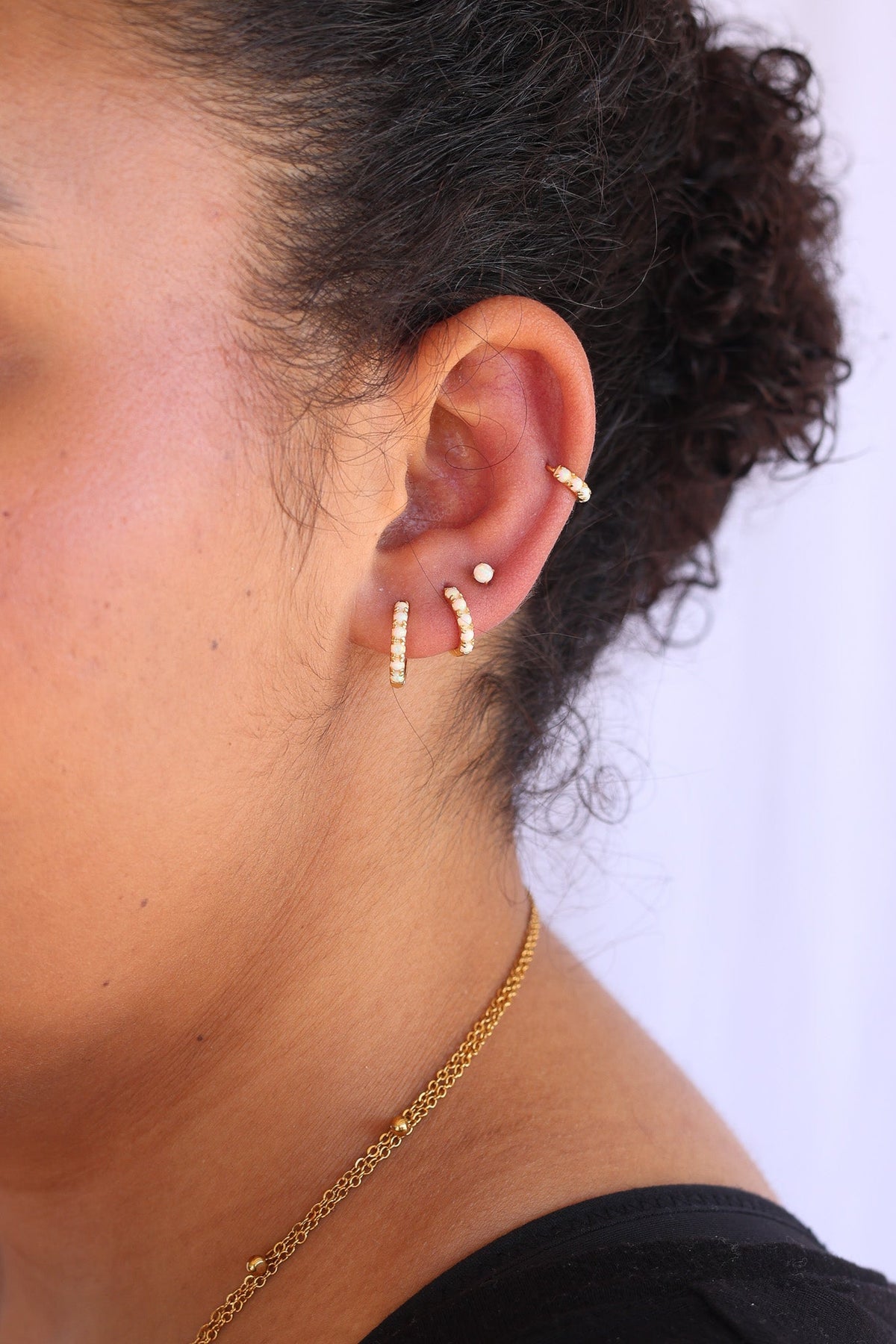 Micro Opal Hoop by Rose & Clay