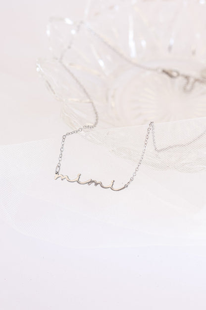 Rose & Clay "Mimi" cursive script name necklace, gold or silver stainless steel