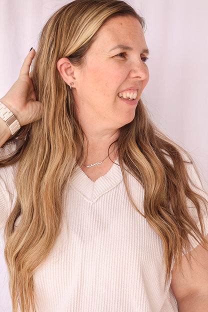 Rose & Clay "Mimi" cursive script name necklace, gold or silver stainless steel