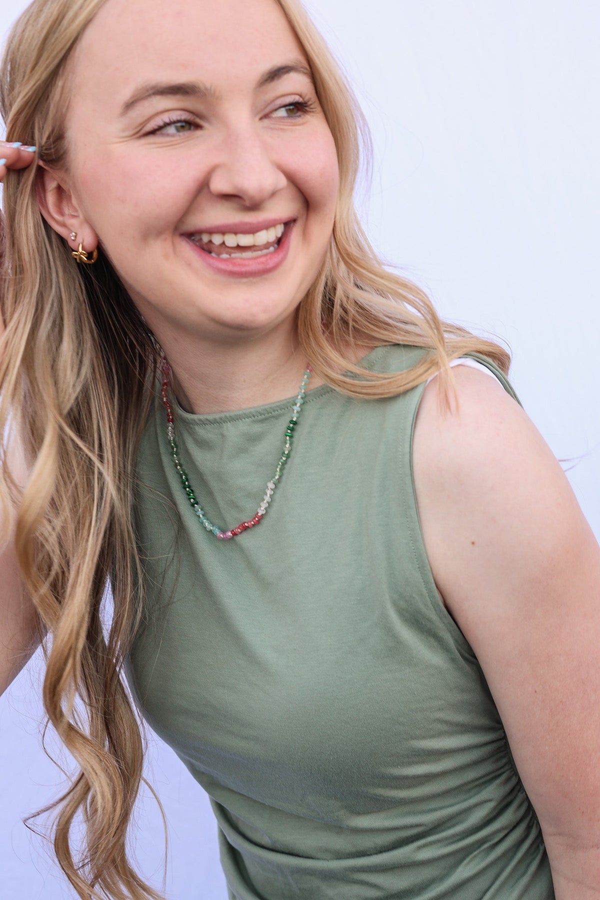 Watermelon Sugar Beaded Necklace by Rose & Clay