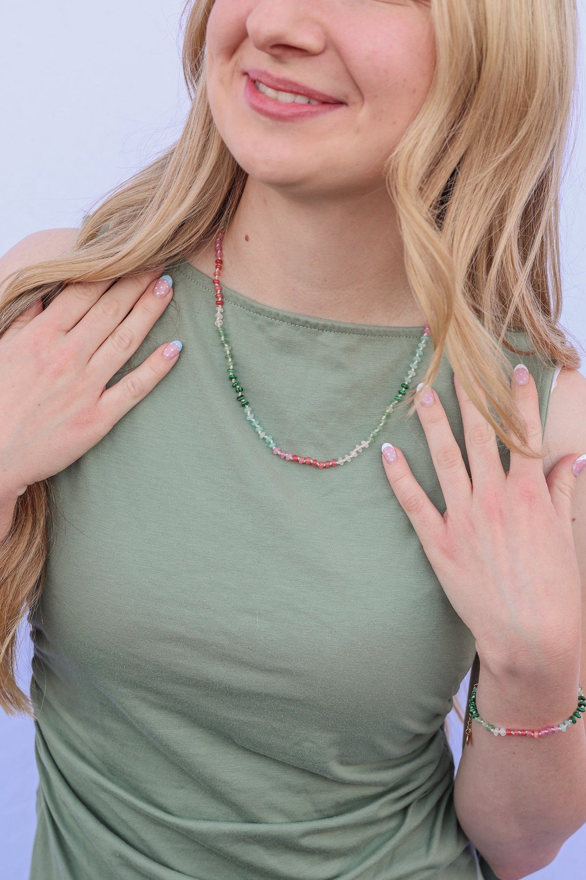 Watermelon Sugar Beaded Necklace by Rose & Clay