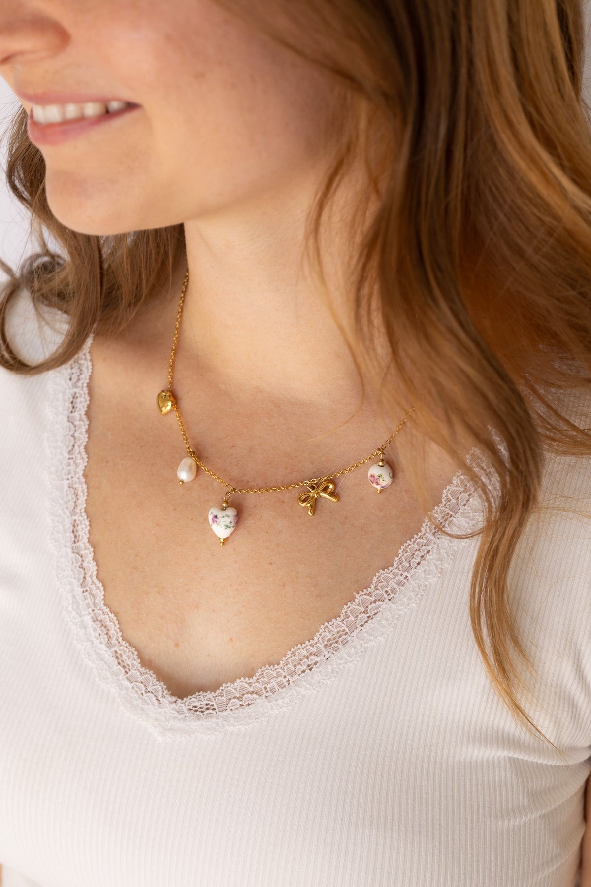 Bella Charm Necklace in Rose by Rose & Clay