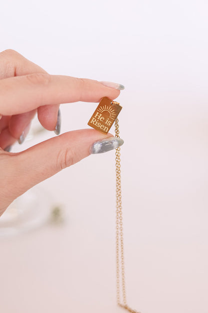 He is Risen Necklace by Rose & Clay