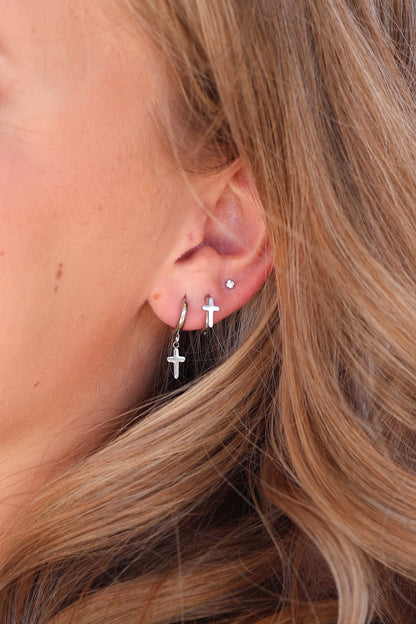 Dainty Cross Hoop by Rose & Clay