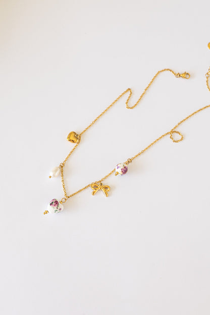 Bella Charm Necklace in Rose by Rose & Clay