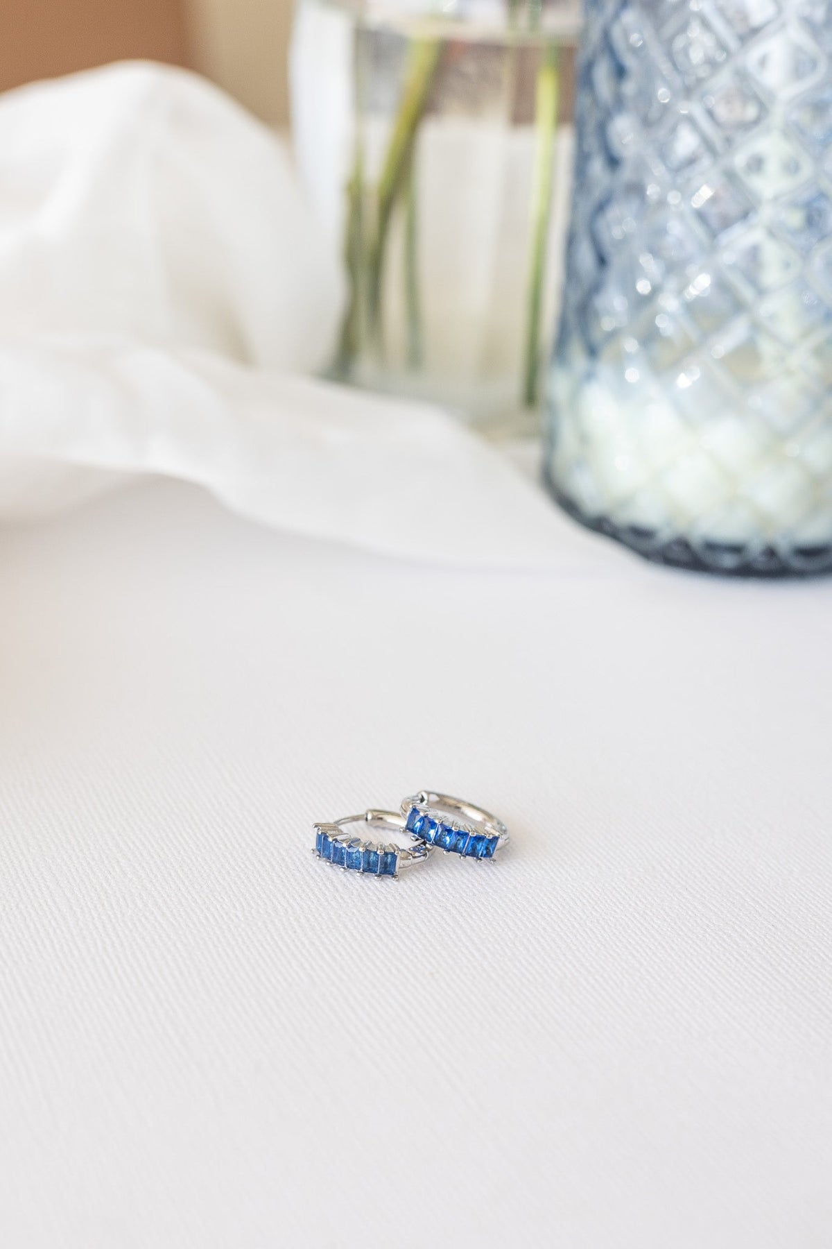 Diamond Hoop in Blue by Rose & Clay