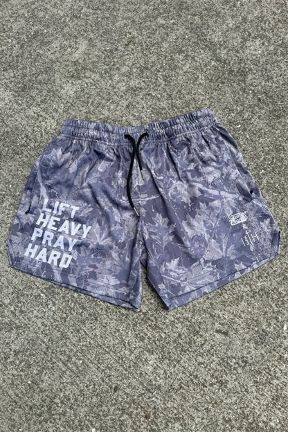 Men's Mesh Lifestyle Shorts | 5.5"- Lift Heavy Pray Hard Deadwood by Tango Charlie Apparel