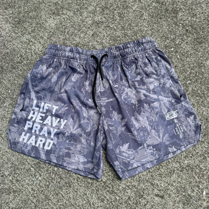 Men's Mesh Lifestyle Shorts | 5.5"- Lift Heavy Pray Hard Deadwood by Tango Charlie Apparel