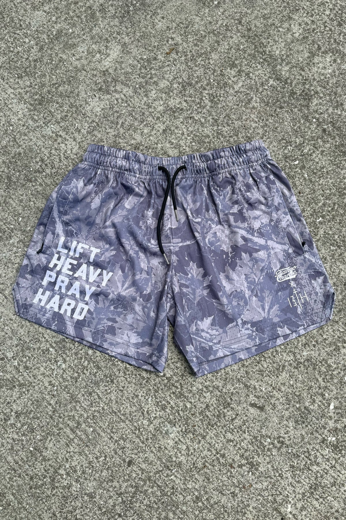 Men's Mesh Lifestyle Shorts | 5.5"- Lift Heavy Pray Hard Deadwood by Tango Charlie Apparel