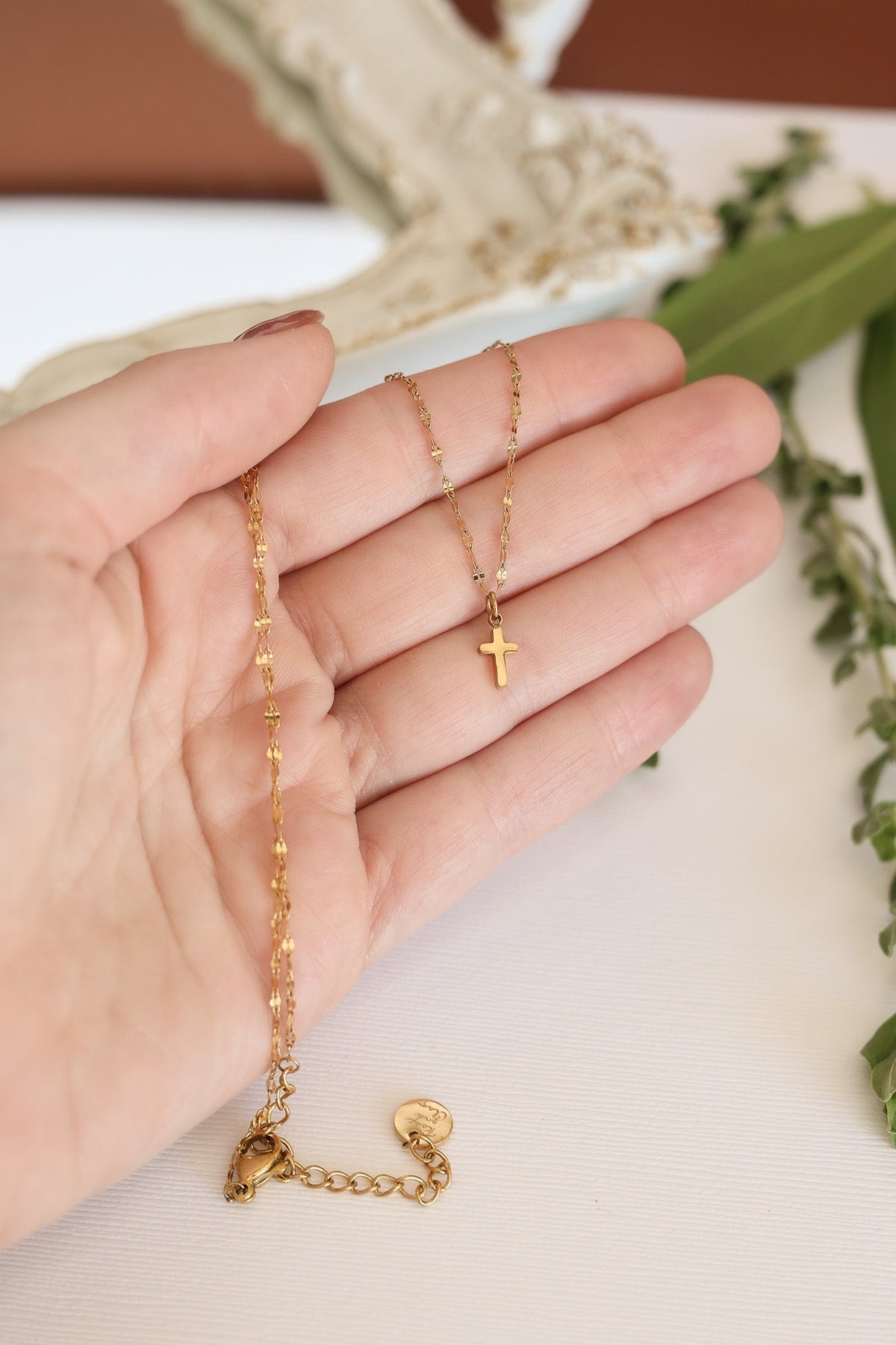 Dainty Cross Necklace by Rose & Clay