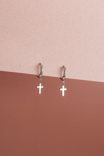 Dainty Cross Hoop by Rose & Clay