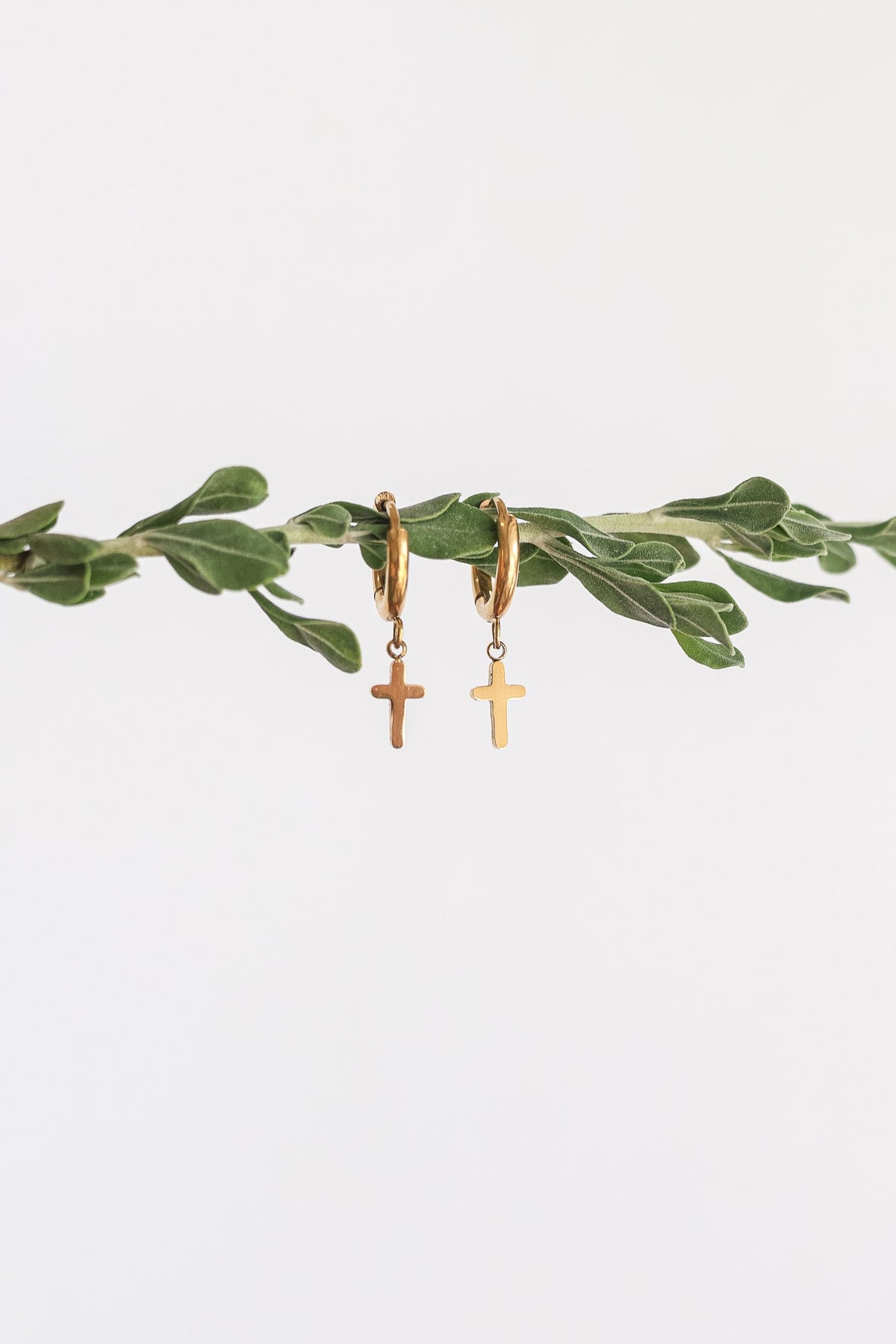 Dainty Cross Hoop by Rose & Clay