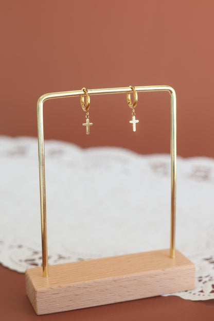 Dainty Cross Hoop by Rose & Clay