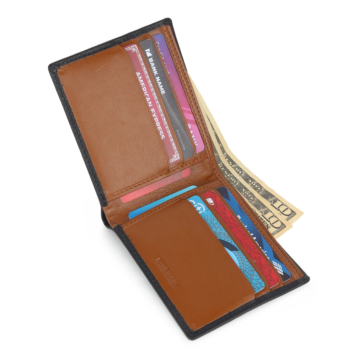 Black Minimal Contrast Wallet by Classy Leather Bags