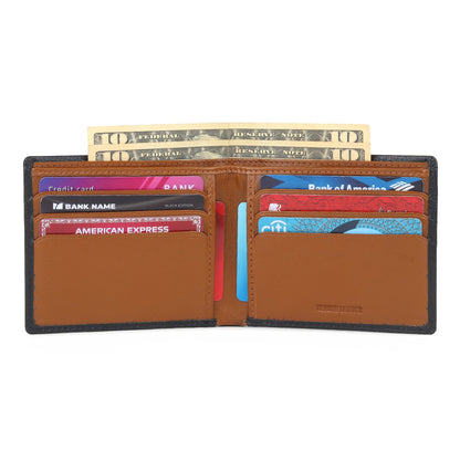 Black Minimal Contrast Wallet by Classy Leather Bags
