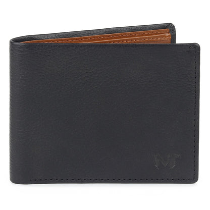 Black Minimal Contrast Wallet by Classy Leather Bags