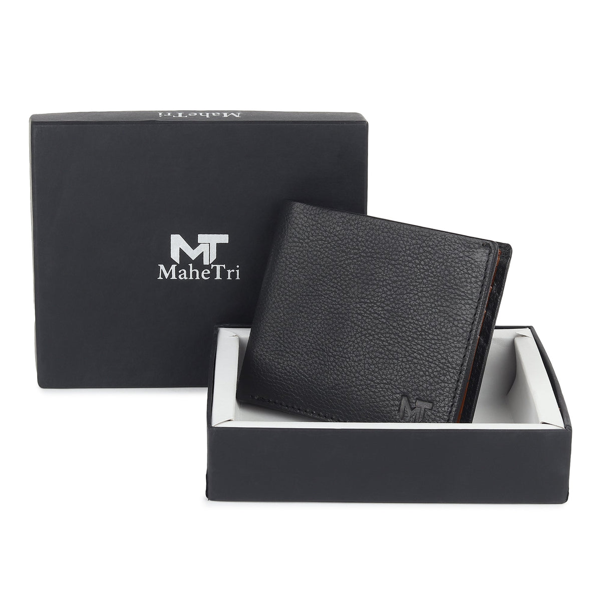 Black Minimal Contrast Wallet by Classy Leather Bags