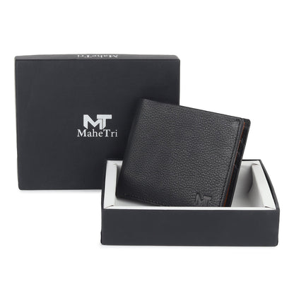 Black Minimal Contrast Wallet by Classy Leather Bags