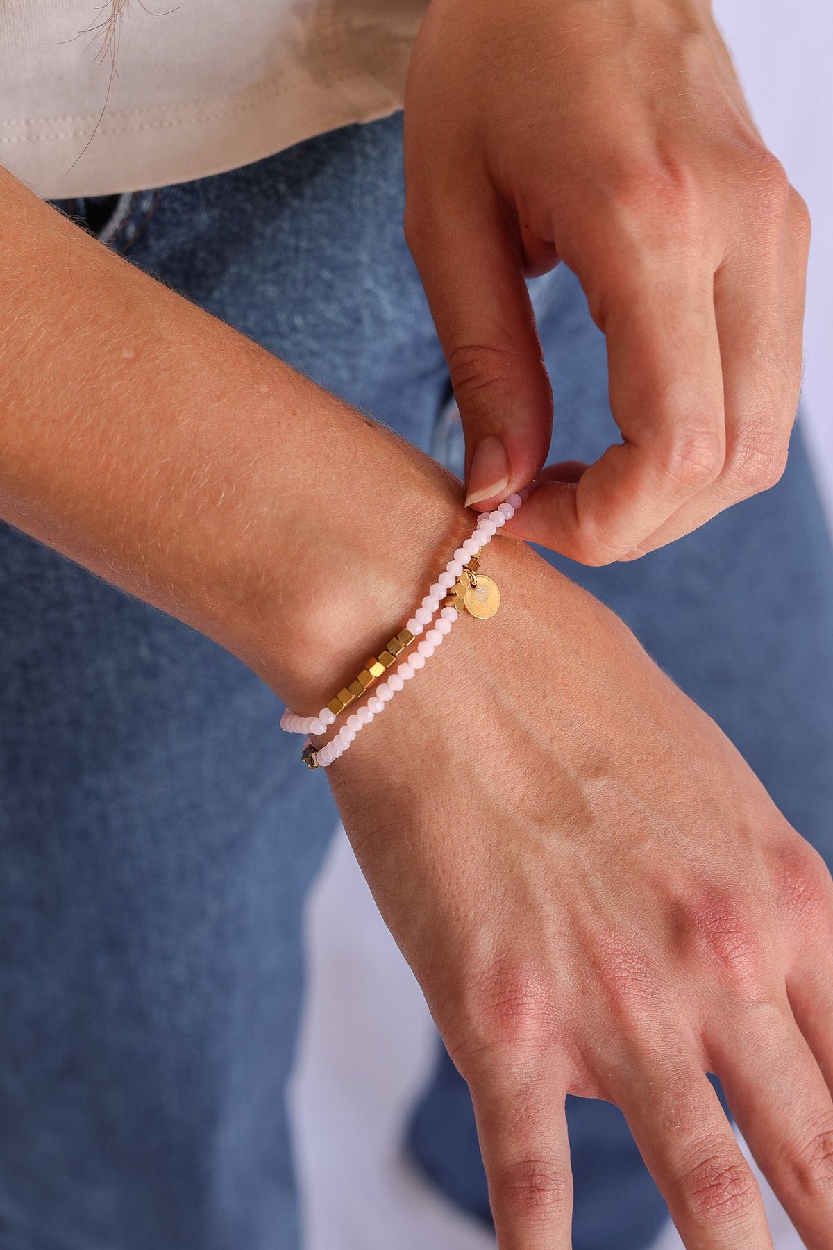 Clara Stretch Bracelet Set in Ballet Pink by Rose & Clay