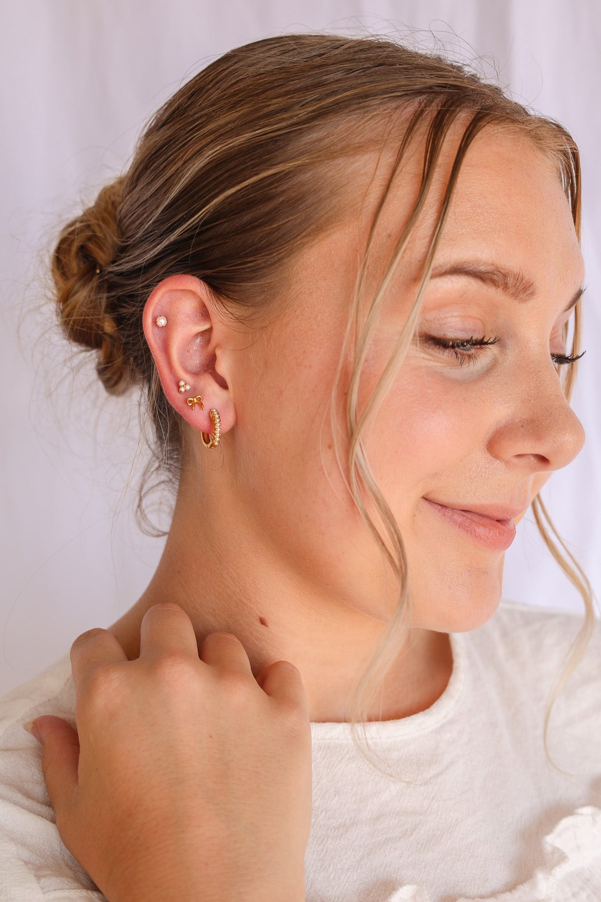 Pearl Trio Flat Back Stud by Rose & Clay