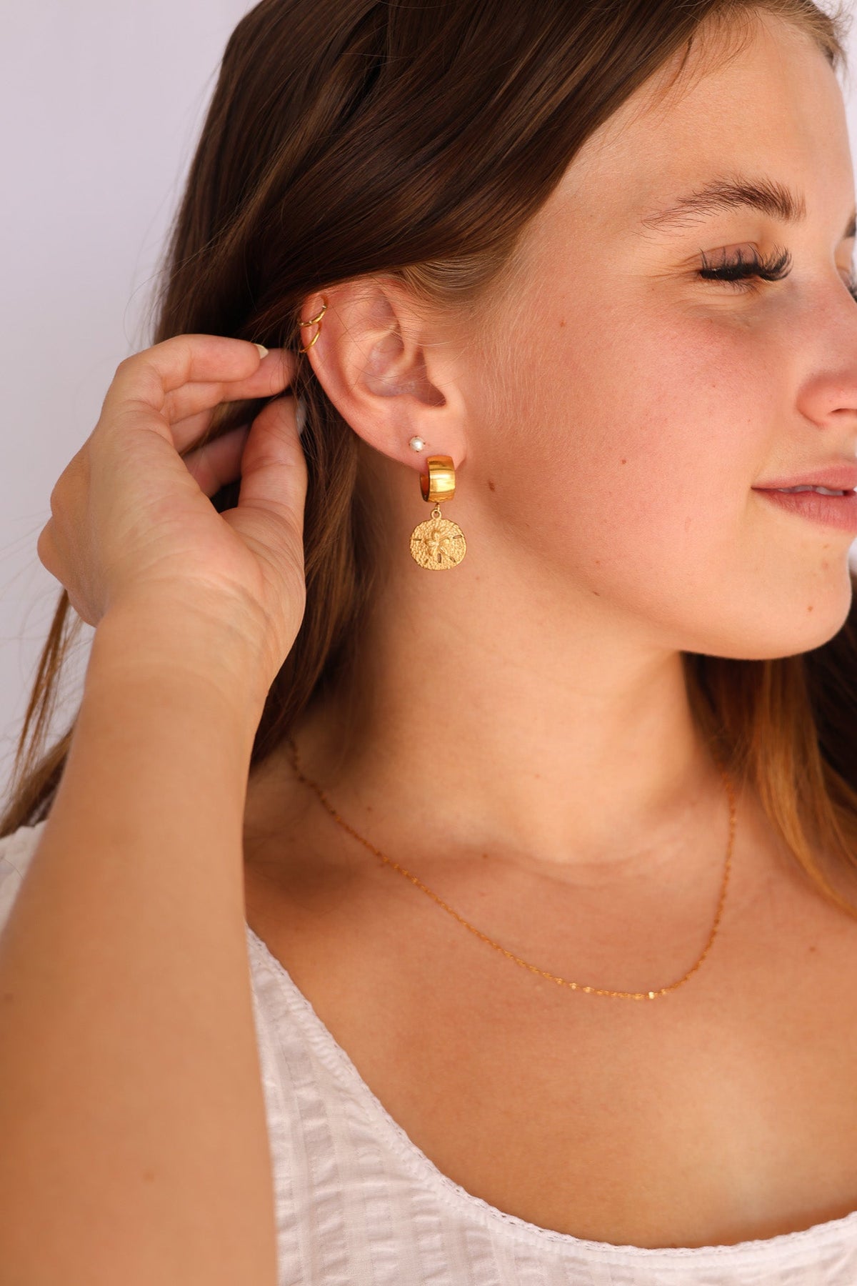 Sand Dollar Hoop by Rose & Clay