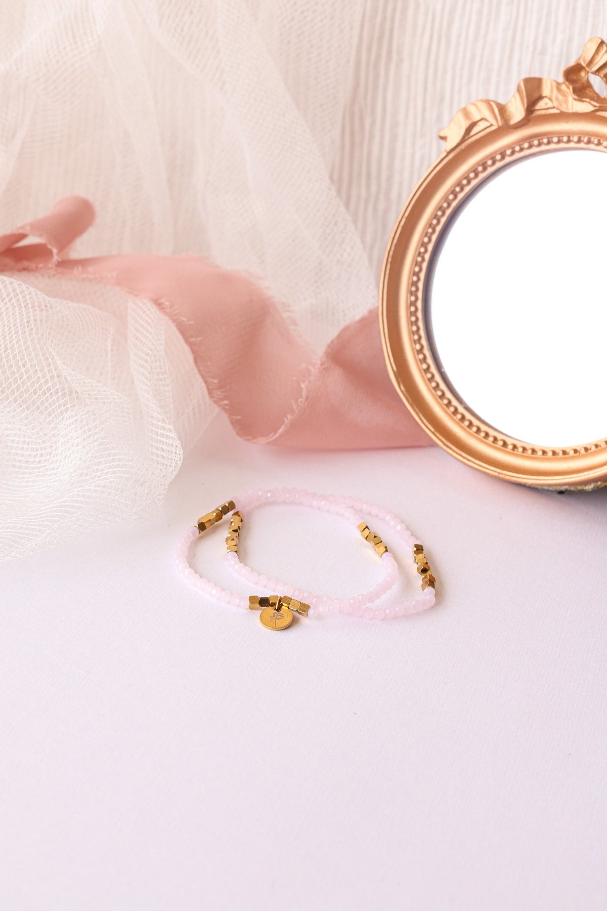 Clara Stretch Bracelet Set in Ballet Pink by Rose & Clay