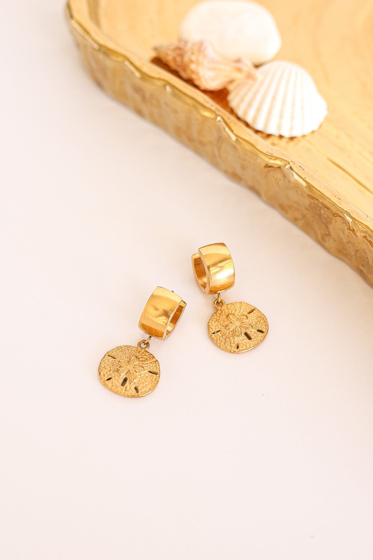 Sand Dollar Hoop by Rose & Clay