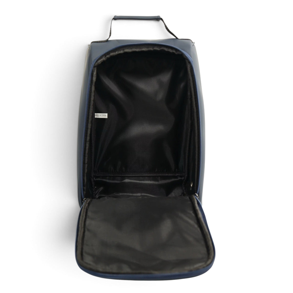 Navy/White Golf Shoe Bag | Premium PU Leather Golf Shoe Organizer | Quilted Travel Shoe Case with Accessory Pocket, Carry Handle & Ventilation by Logie Joe's Golf