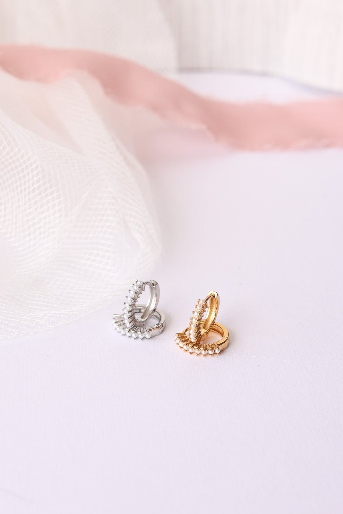 Pearl Mini Hoop by Rose & Clay
