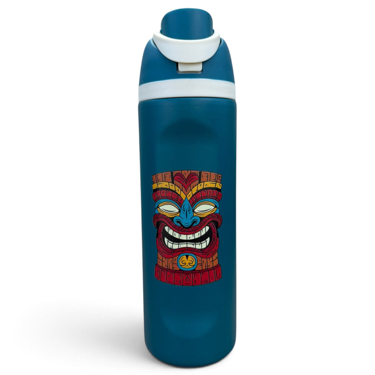 Tiki Totem Hydration Bottle | 24oz Insulated Stainless Steel | Flip Straw Lid w/ Handle by Logie Joe's Golf