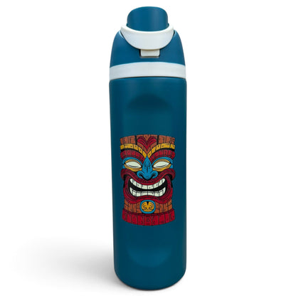 Tiki Totem Hydration Bottle | 24oz Insulated Stainless Steel | Flip Straw Lid w/ Handle by Logie Joe's Golf