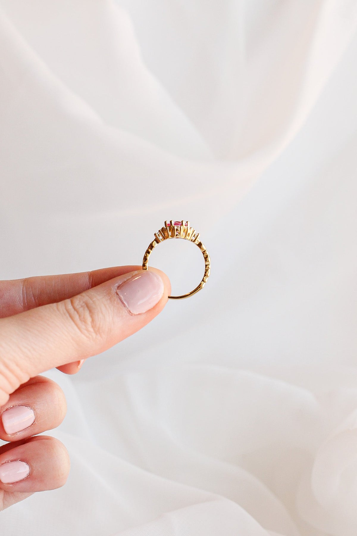 Calliope Ring in Pink Sapphire by Rose & Clay