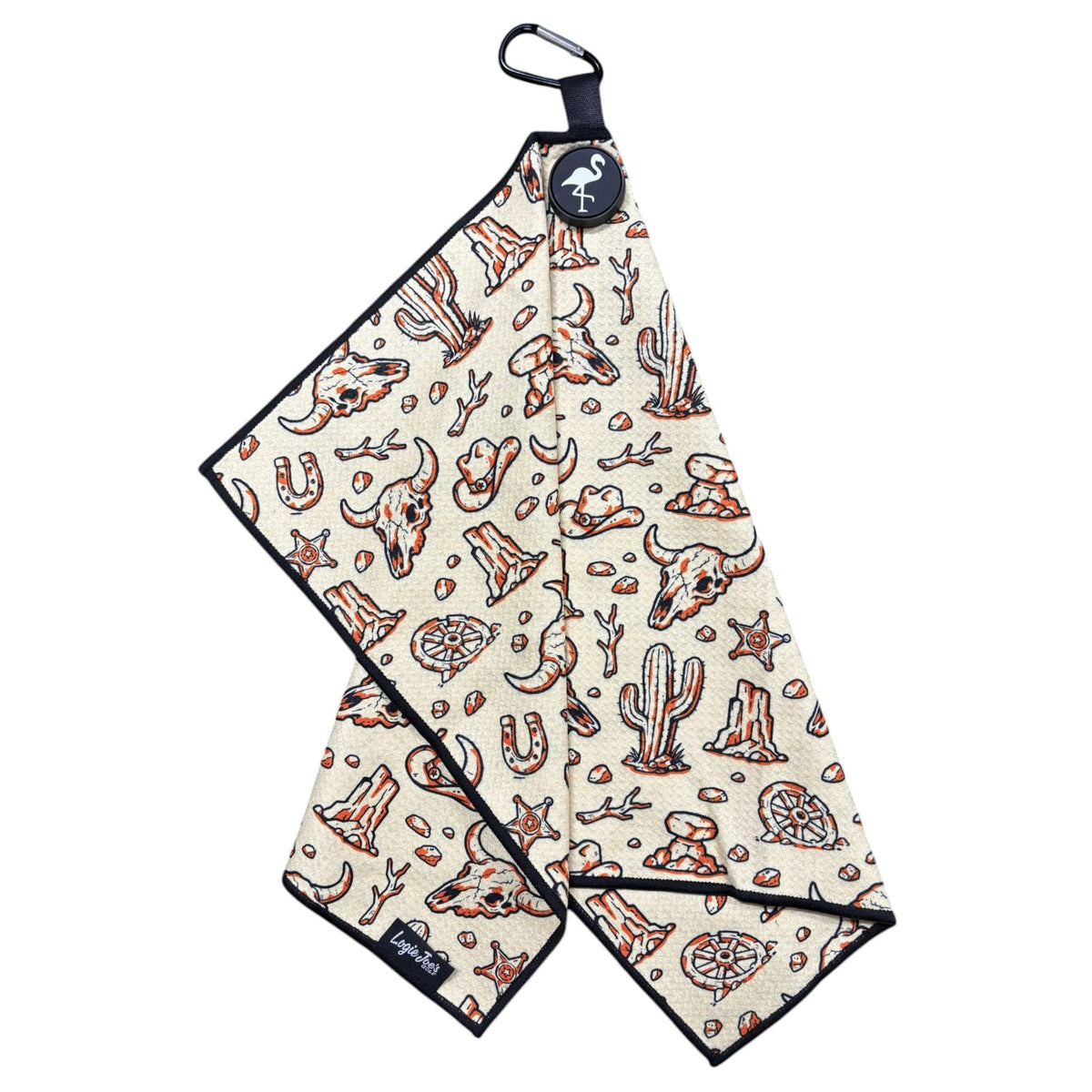Badlands Golf Towel | 24” x 16” Microfiber Towel | Magnetic Clip & Carabiner | Premium Golf Accessory | Longhorn Desert Western by Logie Joe's Golf
