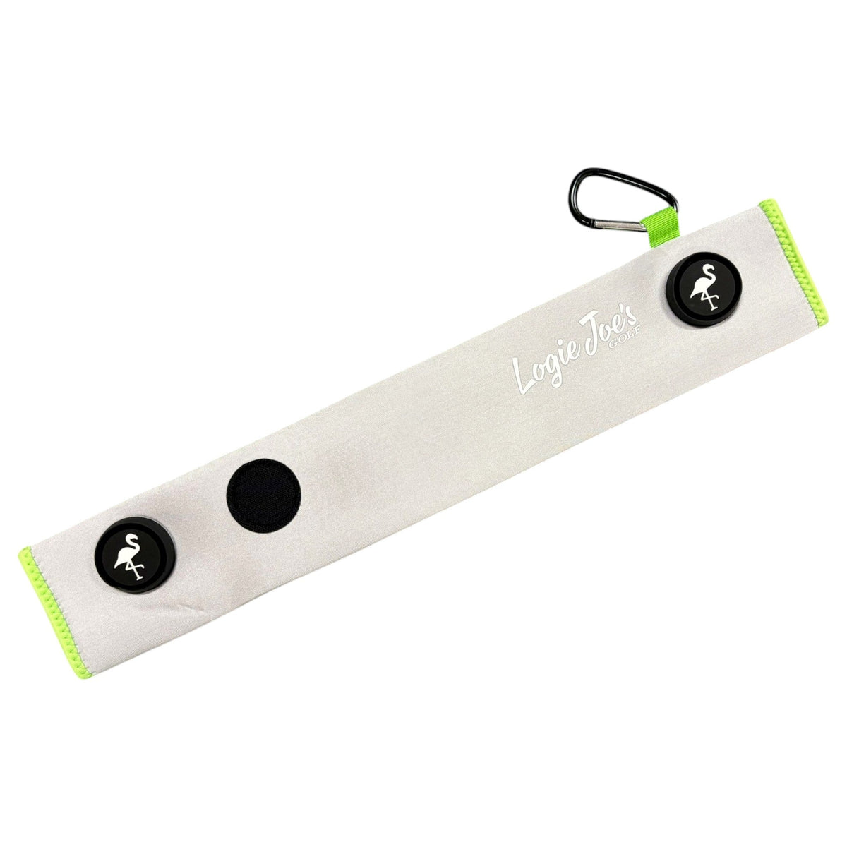 Silver/Lime Magnetic Golf Cart Strap Sleeve | Neoprene Rubber | Dual Accessory Magnets | Glove Holder | Carabiner Bag Attachment | 18.5 x 3.5 in by Logie Joe's Golf