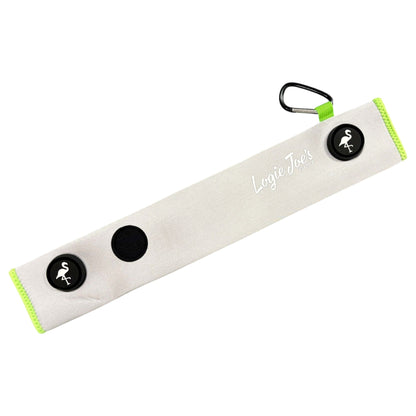 Silver/Lime Magnetic Golf Cart Strap Sleeve | Neoprene Rubber | Dual Accessory Magnets | Glove Holder | Carabiner Bag Attachment | 18.5 x 3.5 in by Logie Joe's Golf