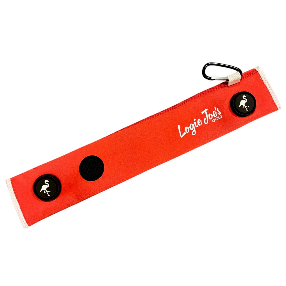 Red/White Magnetic Golf Cart Strap Sleeve | Neoprene Rubber | Dual Accessory Magnets | Glove Holder | Carabiner Bag Attachment | 18.5 x 3.5 in by Logie Joe's Golf